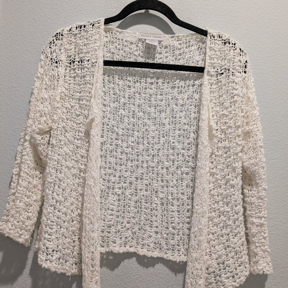 Nomadic Traders White Open Weave Crop Cardigan - One Size